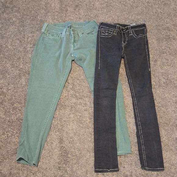 True Religion Women's Skinny Jeans in Green and Navy - Picture 1 of 7